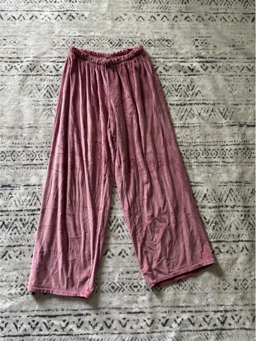 ONLY Pink Velvet Button-Up Shirt and Wide Leg Pants Set, Medium
